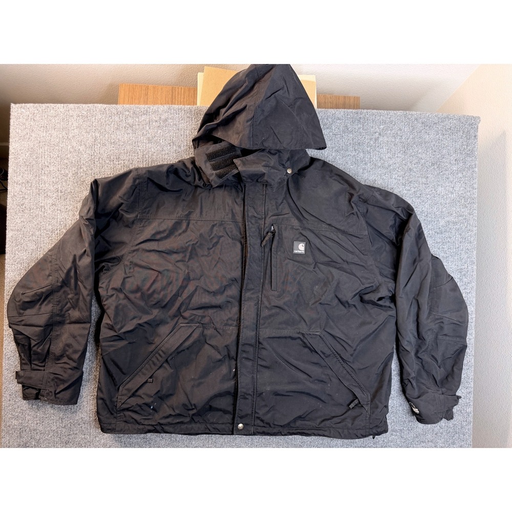 Carhartt J175 BLK Shoreline Jacket Mens 2XL Black Waterproof Breathable Workwear